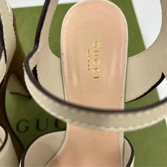 Women’s Gucci interlocking G leather platform sandals size 39.5 made in Italy - Picture 13 of 13